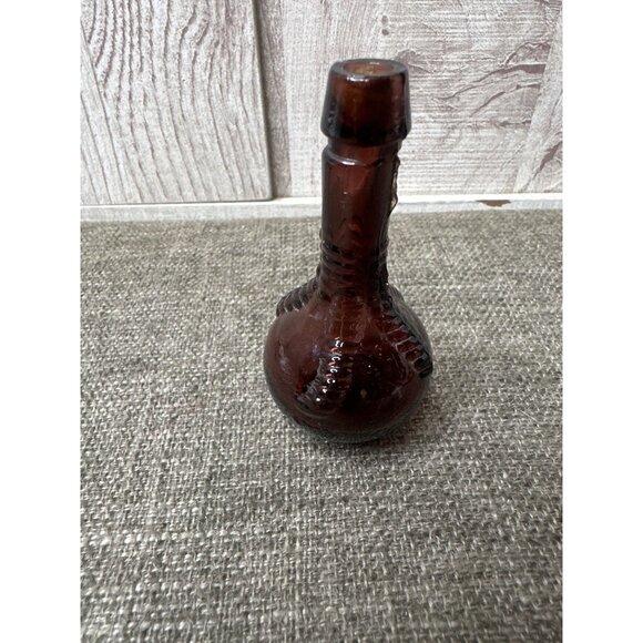 Vintage Ball and Claw Bitters Brown Amber Glass Bottle Vase Rustic Collectible - Picture 1 of 7